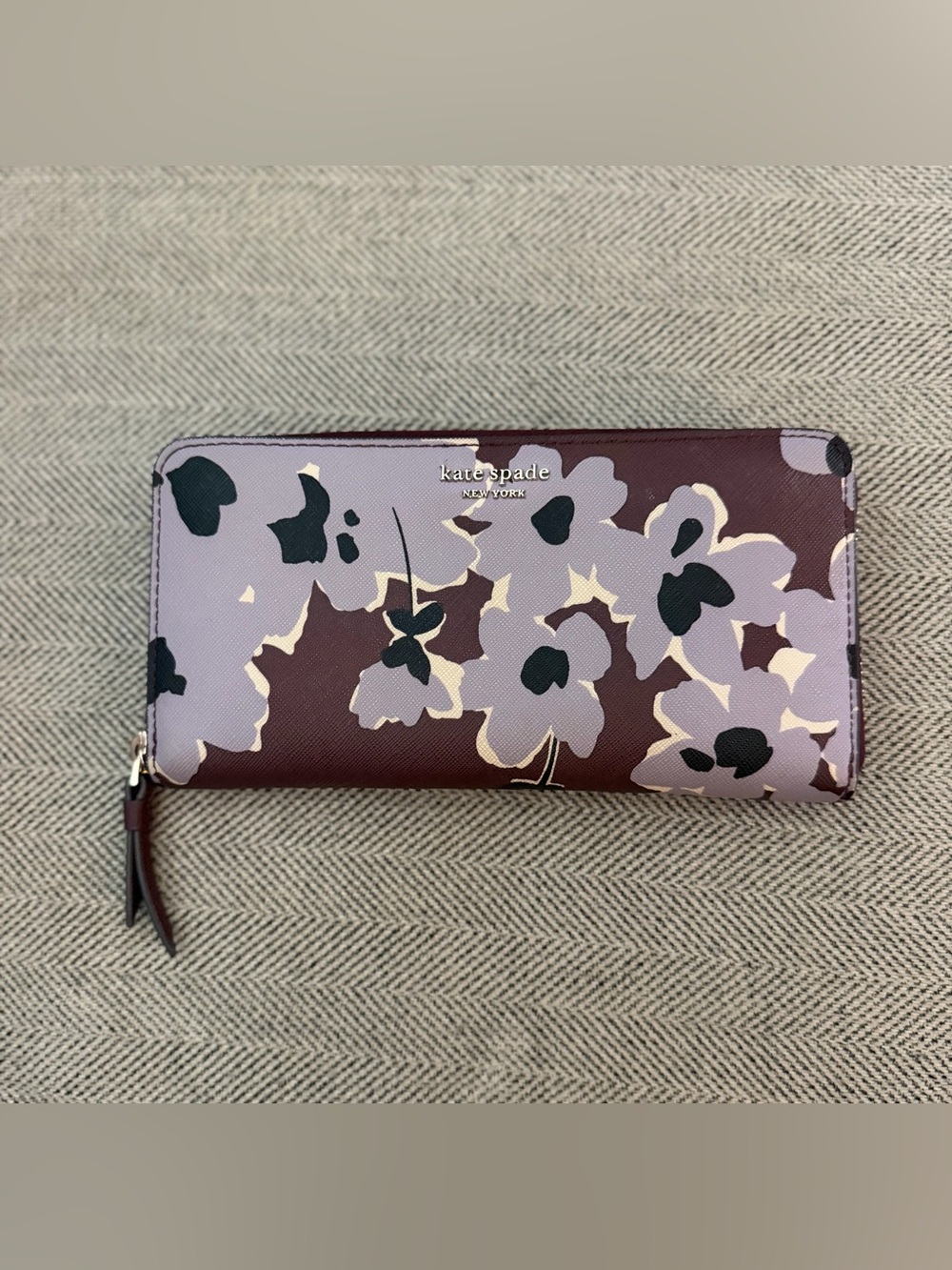 Kate Spade Floral Zip-Around Wallet in Plum & Lavender